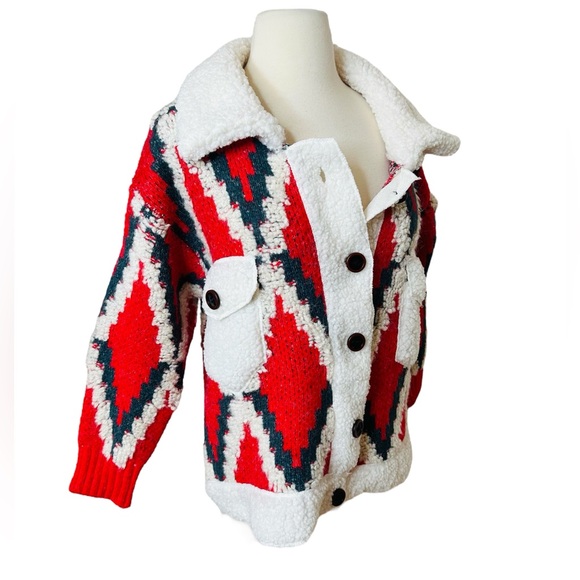 ON BLUE NEW QUILTED BOHO WESTERN CARDIGAN SWEATER. - Picture 3 of 9